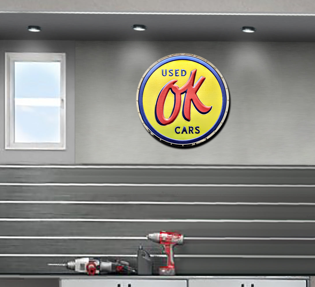 OK Used Cars Metal Sign – Chrome Domz